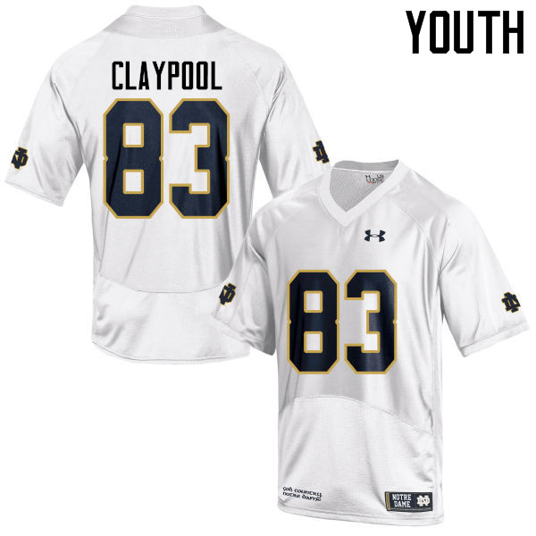 Youth NCAA Notre Dame Fighting Irish #83 Chase Claypool Stitched College Under Armour Authentic White Football Jersey GP10C42CG